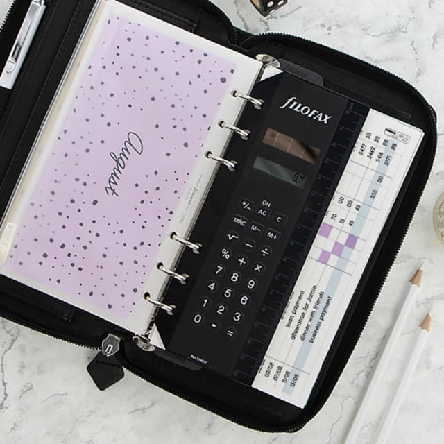 FILOFAX Personal Compact Saffiano Zip Organiser Black