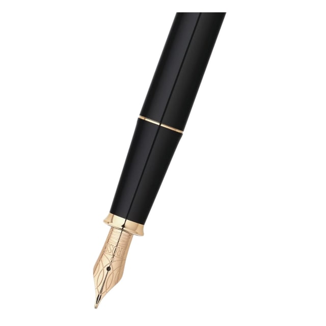 CROSS Townsend Black Lacquer/23CT Fountain Pen, Fine Nib