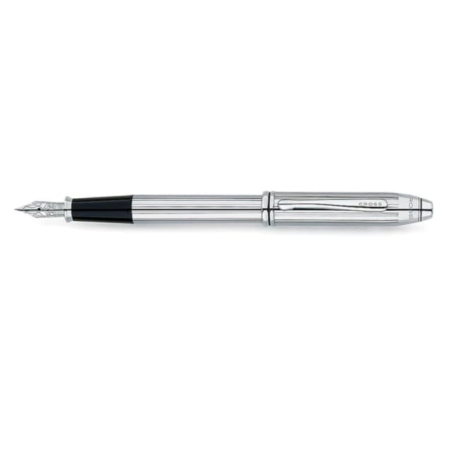 CROSS Townsend Lustrous Chrome Fountain Pen with Fine Stainless Steel Nib