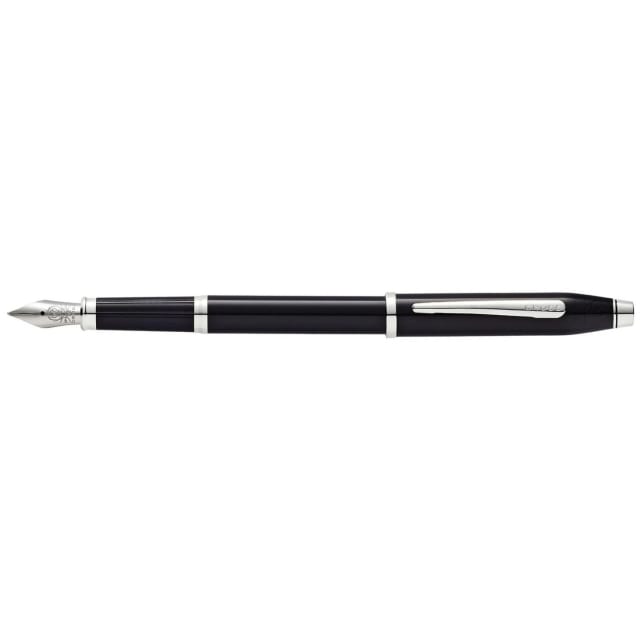 CROSS Century II Black Lacquer Fountain Pen, Fine Nib with Chrome Polished Trim