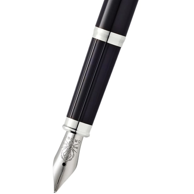 CROSS Century II Black Lacquer Fountain Pen, Fine Nib with Chrome Polished Trim