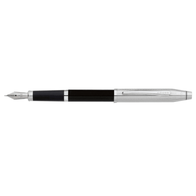 CROSS Century II Black Lacquer Fountain Pen, Fine Nib with Chrome Polished Trim