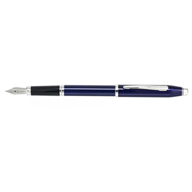 CROSS Century II Blue Lacquer Fountain Pen, Medium Nib, with Chrome Polished Trim