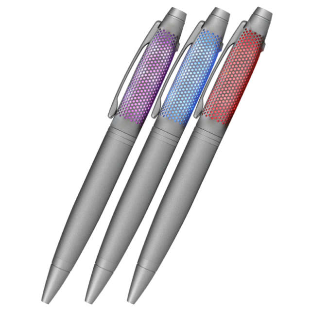 CROSS Lumina Titnum Grey Ballpoint Pen with red blue purple LED