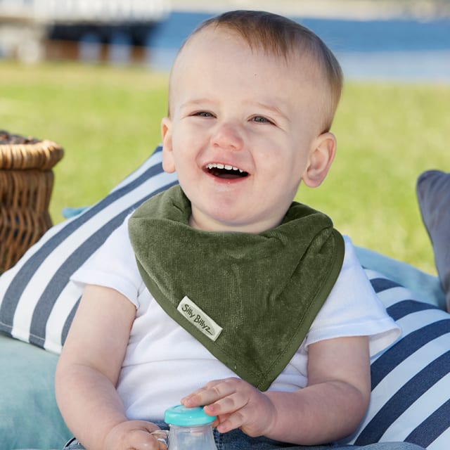 SILLY BILLYZ TOWEL BANDANA BIB OLIVE
