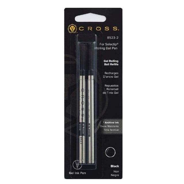 CROSS Refill Selectip Slim Black Gel Rollerball 2pk-Cons