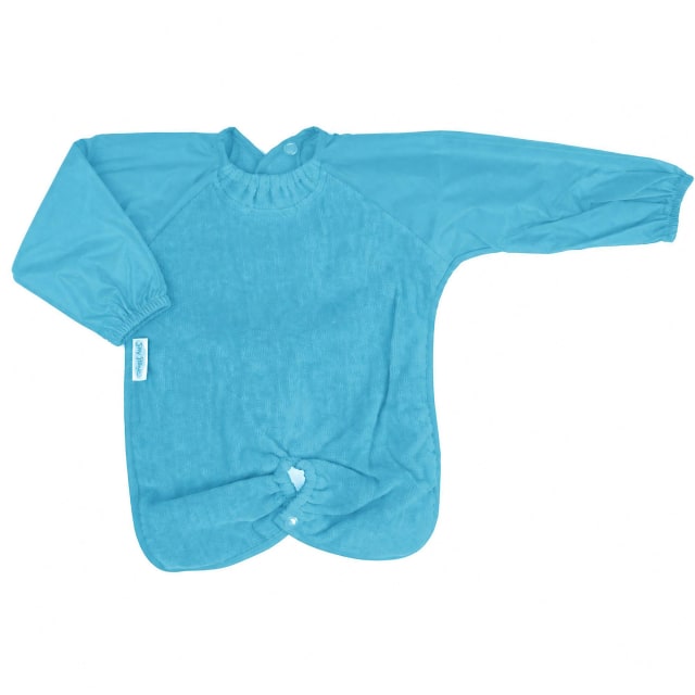 SILLY BILLYZ TOWEL HIGHCHAIR HUGR L/S BIB AQUA