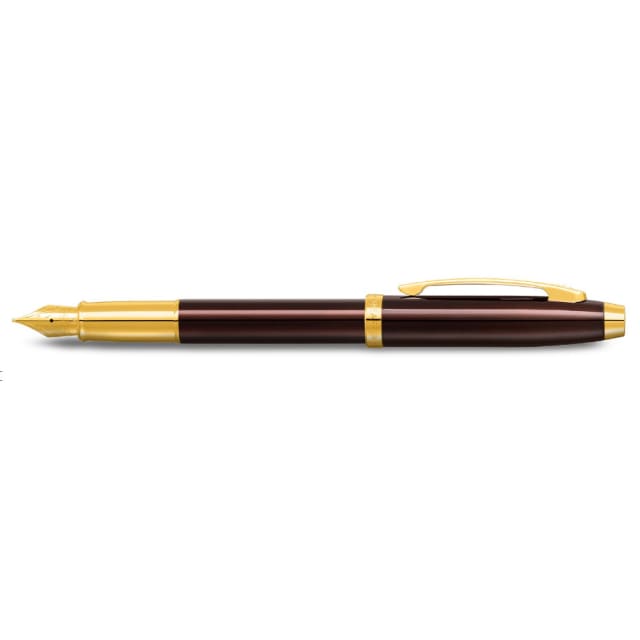 SHEAFFER 100 Coffee Brown with Gold PVD Trim Medium Fountain Pen