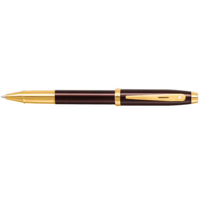 SHEAFFER 100 Coffee Brown with PVD Gold Trim Rollerball Pen