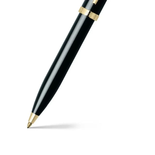 Sheaffer 100 Gloss Black Gold Trim Ballpoint Gold Plate Clk
