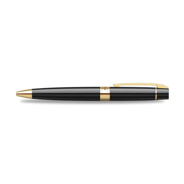 Sheaffer 300 Glossy Black Gold Trim Ballpint Gold Plate Clk