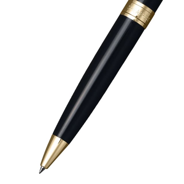 Sheaffer 300 Glossy Black Gold Trim Ballpint Gold Plate Clk