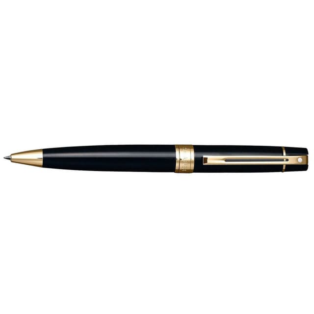 Sheaffer 300 Bright Chrome Gold Trim Ballpoint Gold Plate blClk