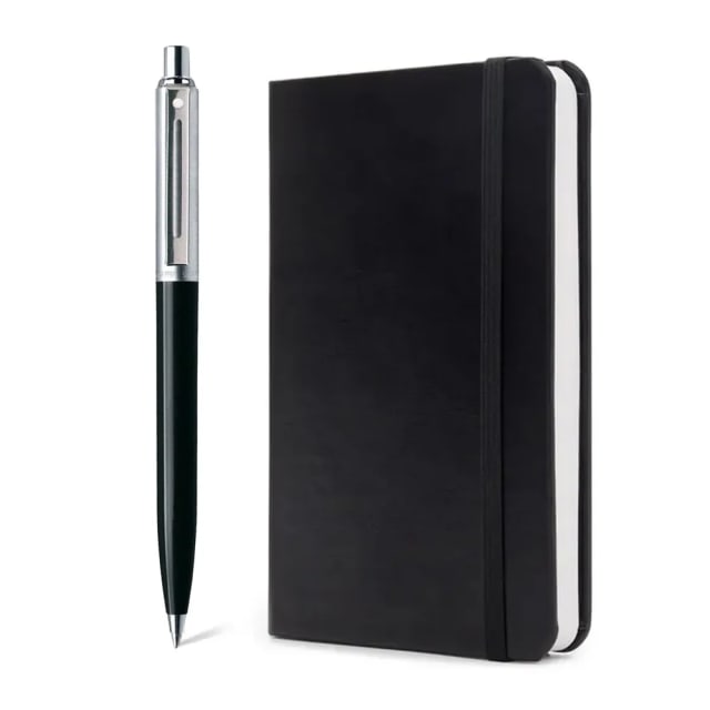Sheaffer 321 Sentinel Black Chrome Trim Ballpoint+A5 Notebook Hang Sell