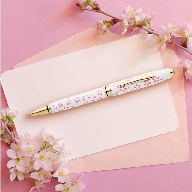 Cross Coventry Cherry Blossom Pear White Gold Trim Ballpoint