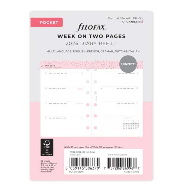 Filofax 2026 A5 Refill WTV Illst Confetti FSC