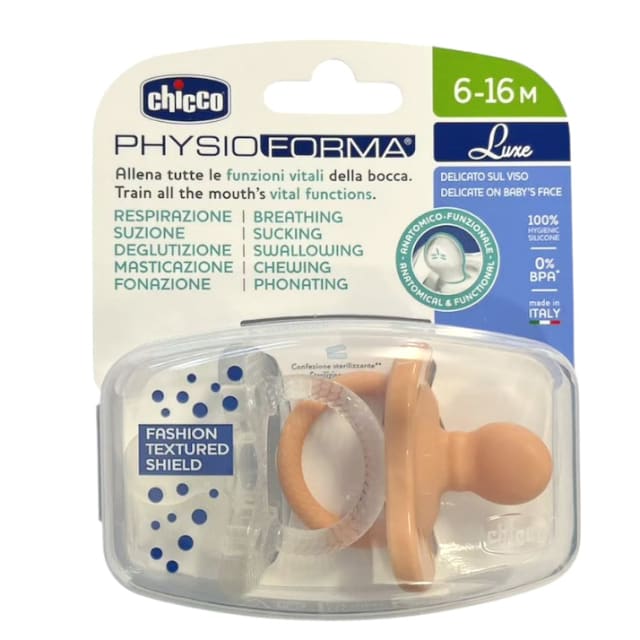 CHICCO Soother:Ph Soft Luxe Sil 6-16m 2pc Or-Tr
