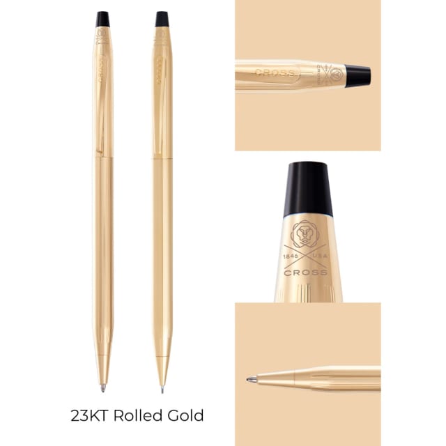 CROSS Classic Century 23CT Gold Platinum BallPoint Pen+23CT Pencil