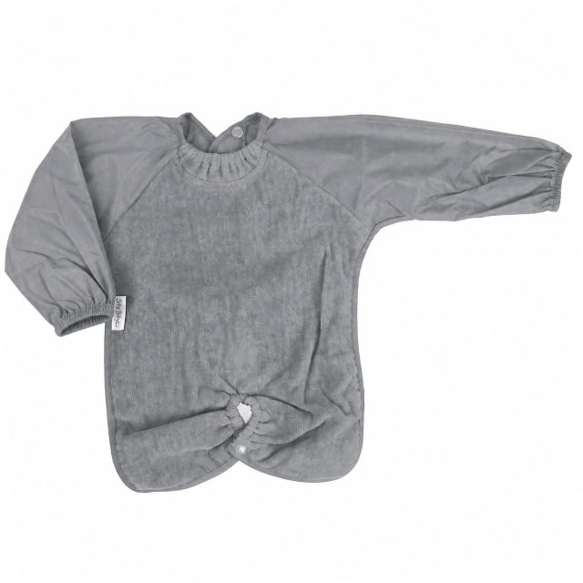 SILLY BILLYZ TOWEL HIGHCHAIR HUGR L/S BIB GREY