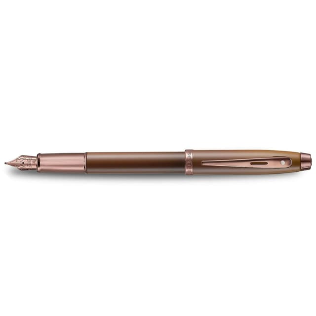 Sheaffer 100 Coffee w Shiny PVD Trim Medium Nib Fountain Pen