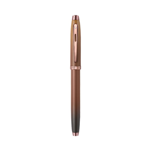 Sheaffer 100 Coffee w Shiny PVD Trim Medium Nib Fountain Pen