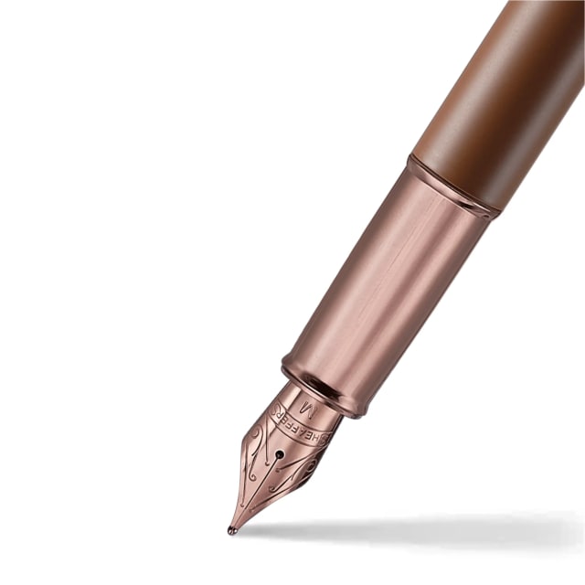 Sheaffer 100 Coffee w Shiny PVD Trim Medium Nib Fountain Pen
