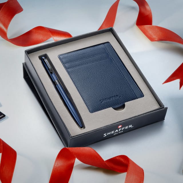 Sheaffer VFM Excessive Blue/Chrome Ballpoint/Blue Credit Card Holder