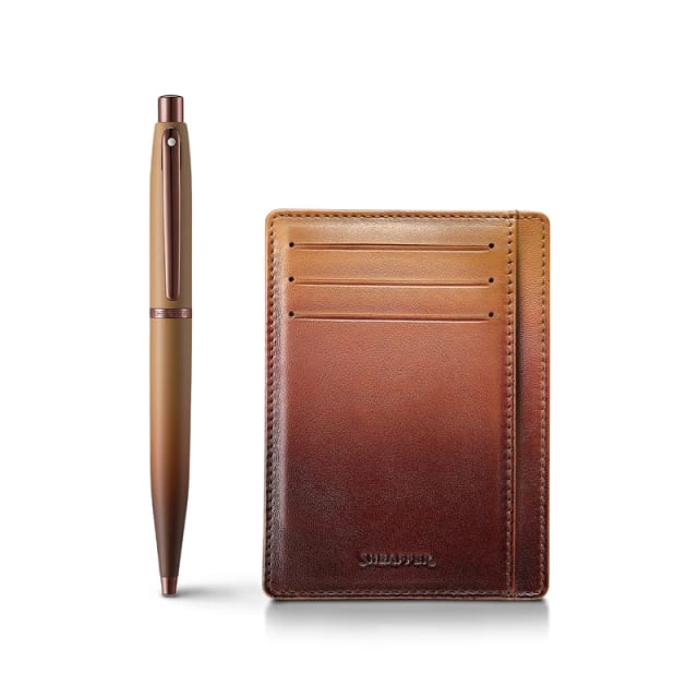 Sheaffer 100 Coffee Matt PVD Trim BallPoint/Coffee credit card holder