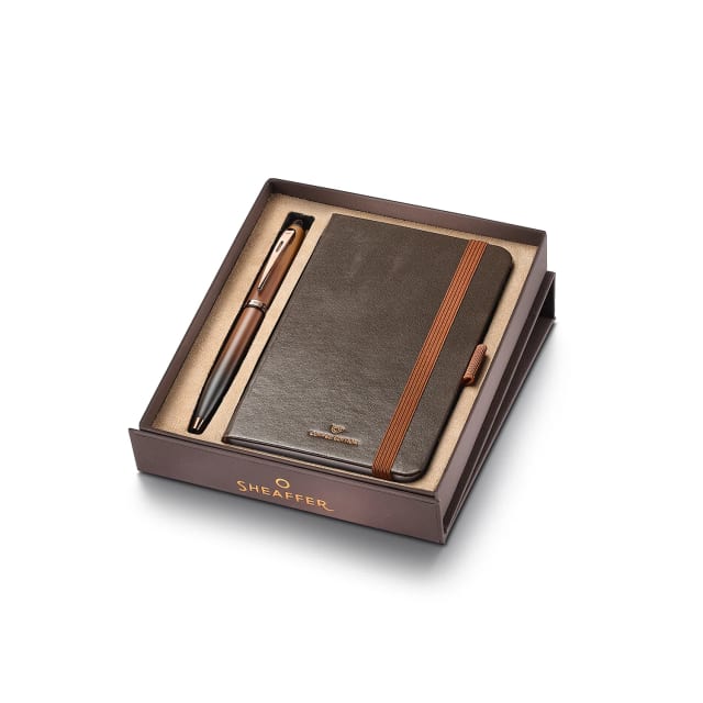 Sheaffer 100 Coffee Matt PVD Trim Ballpoint/Coffee Notebook
