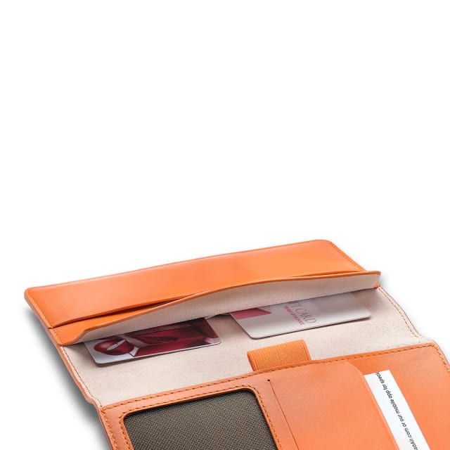 Sheaffer Emily in Paris Full-Grain Leather Passport Case with Pen Loop and Heart-Shaped Emblem - Orange