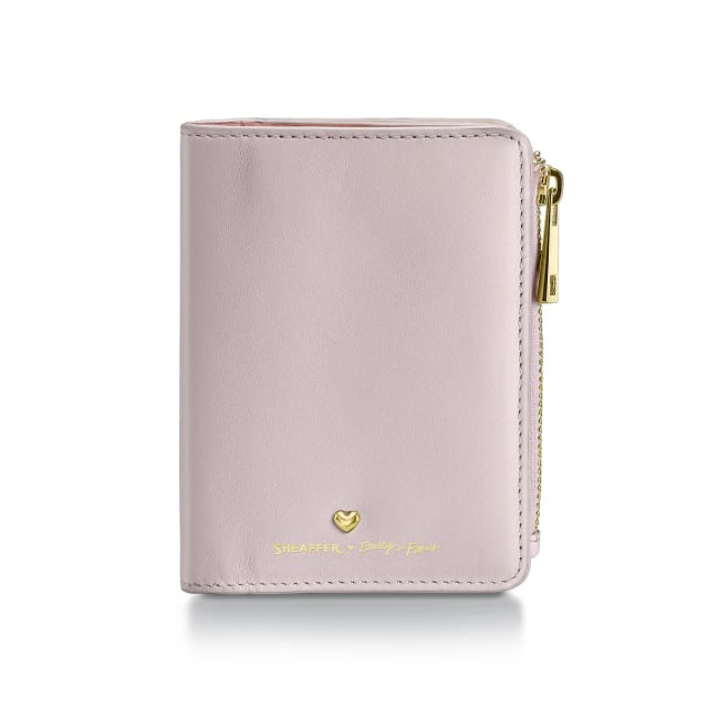 Sheaffer Emily in Paris Full-Grain Leather Zipped Bifold Coin Wallet with Heart-Shaped Emblem - Pink