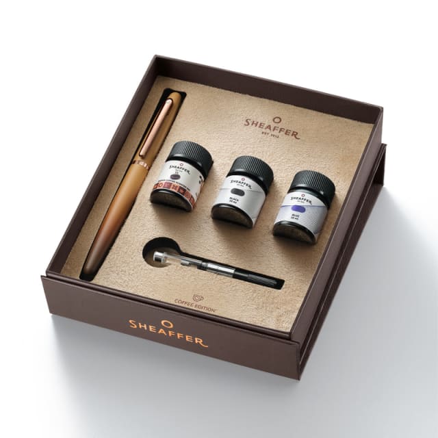 Sheaffer 100 Coffee Matt Fine Fountain Pen/3 Ink Vial Gift Set