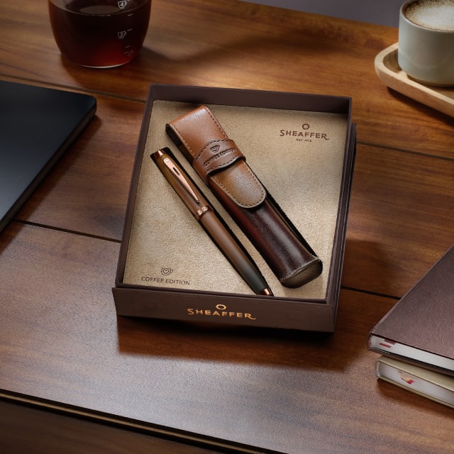 Sheaffer 100 Coffee Matt PVD Trim Fountain Pen Medium Nib/Pen Pouch