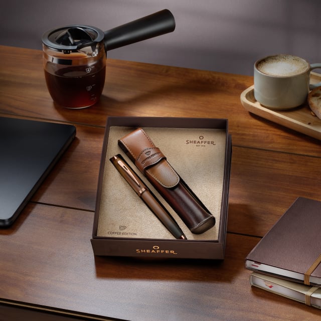 Sheaffer 100 Coffee Matt PVD Trim Rollerball/Pen Pouch