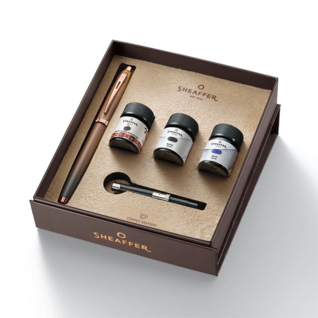Sheaffer VFM Coffee Matt Fine Fountain Pen/3 Ink Vial Gift Set