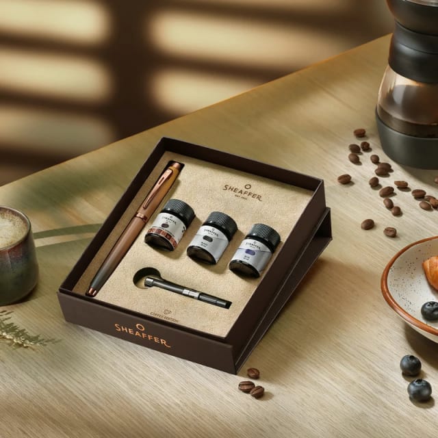 Sheaffer VFM Coffee Matt Fine Fountain Pen/3 Ink Vial Gift Set