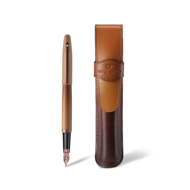 Sheaffer VFM Coffee Matt PVD Trim Fine nib Fountain Pen/Pen Pouch