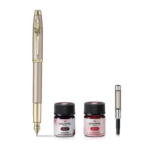 Sheaffer EIP100 Champagne Gold Fine Nib Fountain Pen with 2 Ink Gift Set