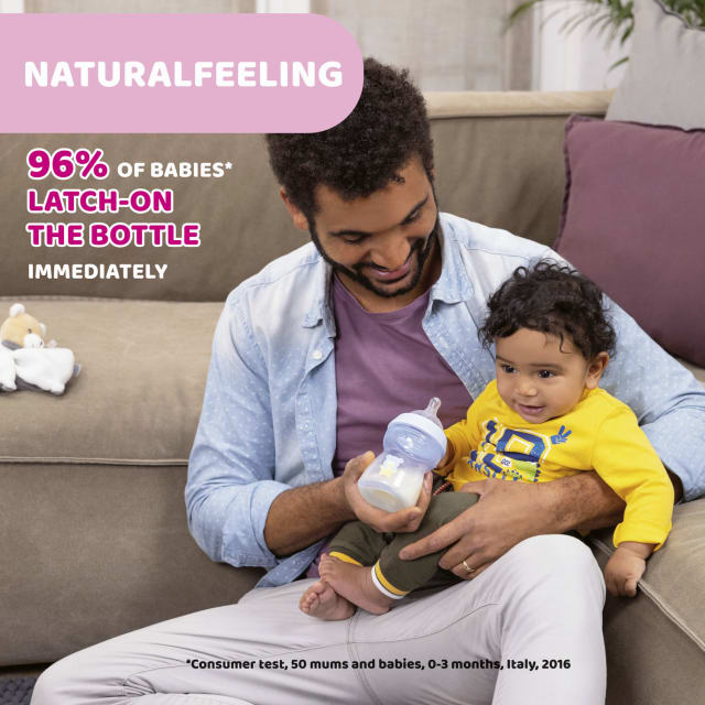 CHICCO Bottle Glass: Nat lFeeling 150ml SFlow