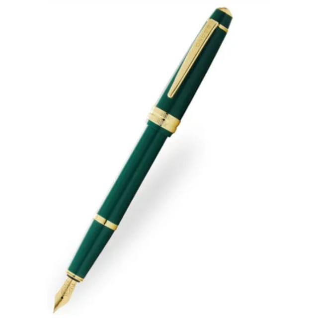 CROSS Bailey Light Gloss Green/Gold Fountain Pen, Xtra Fine Nib
