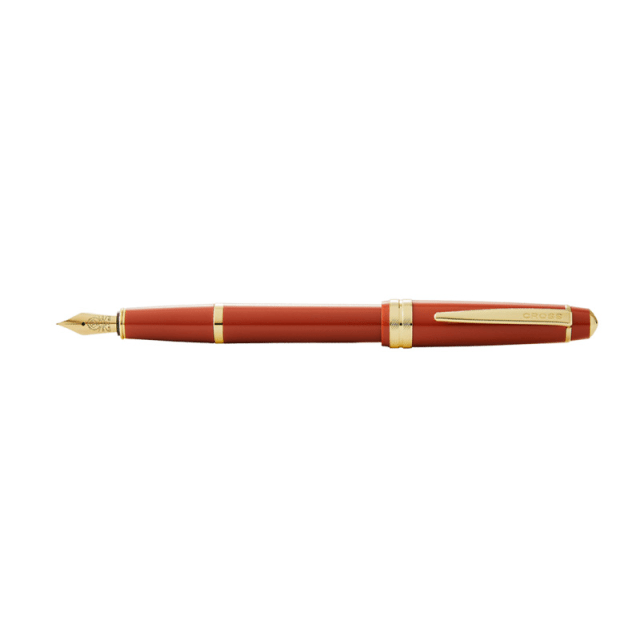 CROSS Bailey Light Gloss Burnt Orange/Gld Fountain Pen, Xtra Fine Nib