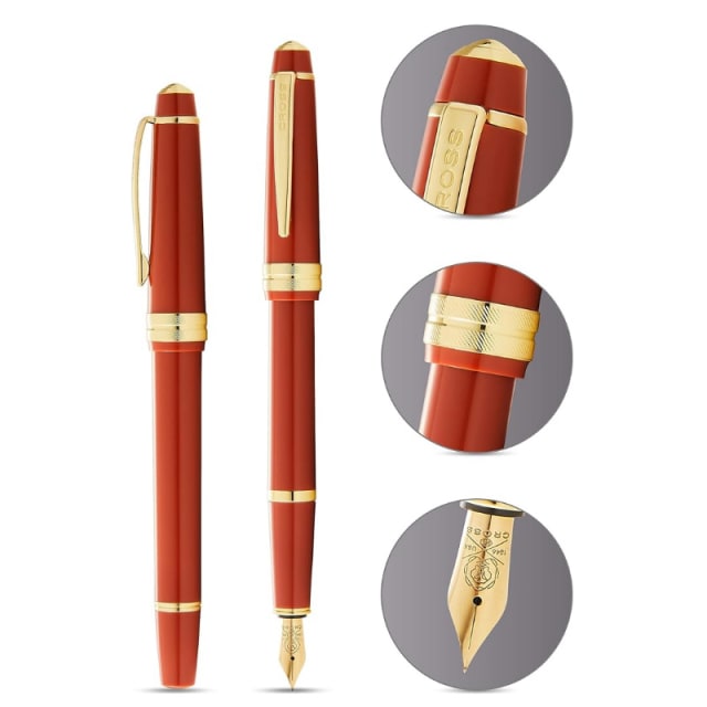 CROSS Bailey Light Gloss Burnt Orange/Gold Fountain Pen, Medium Nib