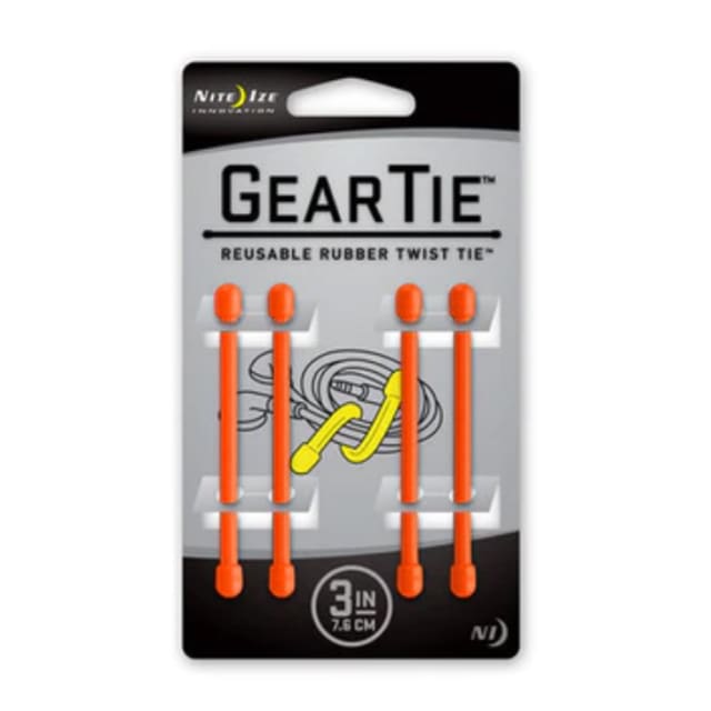 NITE IZE Gear Tie 3 inches Blaze Orange 4pk