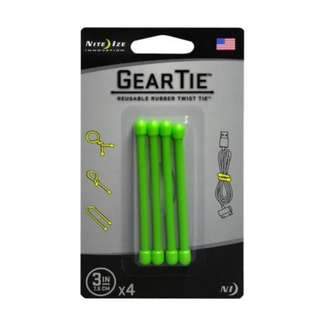 NITE IZE Gear Tie 3 inches Lime 4pk