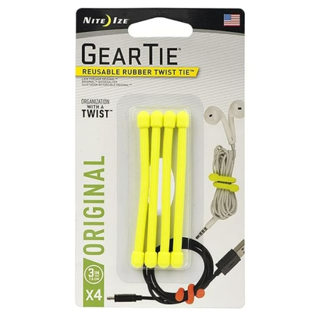 NITE IZE Gear Tie 3 inch Yellow 4pk