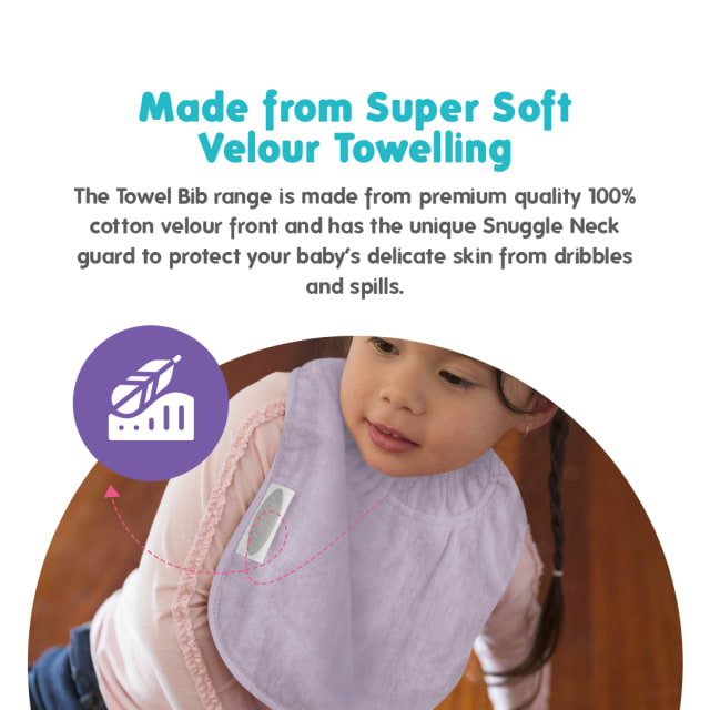 SILLY BILLYZ TOWEL PLAIN LARGE BIB LAVENDER