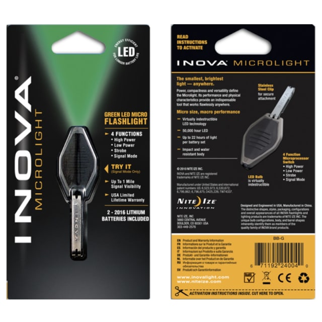 NITE IZE MICROLITE BLACK BODY GREEN