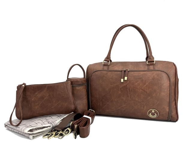 ISOKI DOUBLE ZIP SATCHEL REDWOOD CHESTNUT