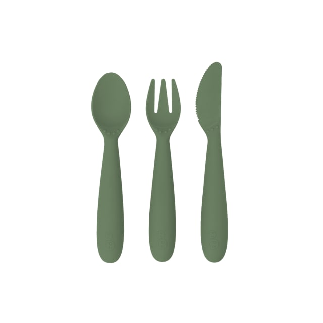 EZPZ HAPPY UTENSILS OLIVEEZPZ HAPPY UTENSILS OLIVE