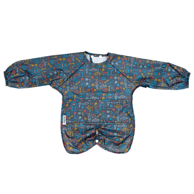 SILLY BILLYZ NYLON HIGHCHAIR HUGR L/S BIB ROBOTS